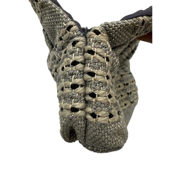 Vintage Antique 60's Style Macrame Top Handle Bag*Beautiful Navy Silver Threads - Picture 5 of 13